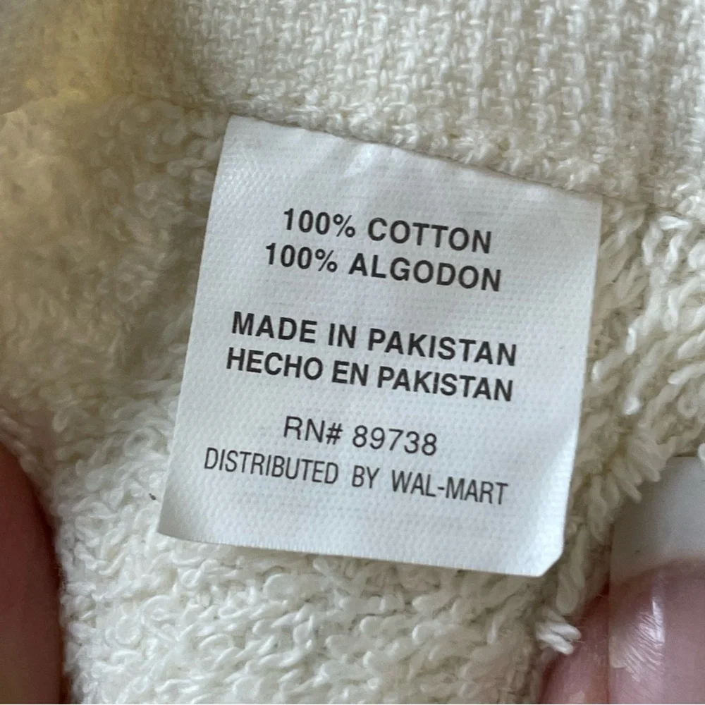 Vintage cream white & red hand towels